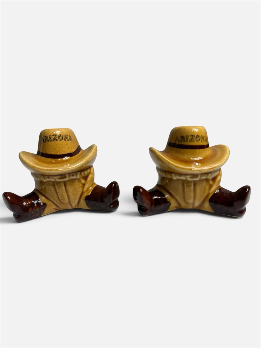 Arizona Ceramic Cowboy Hat Boot Salt & Pepper Shakers - Yellow/Brown